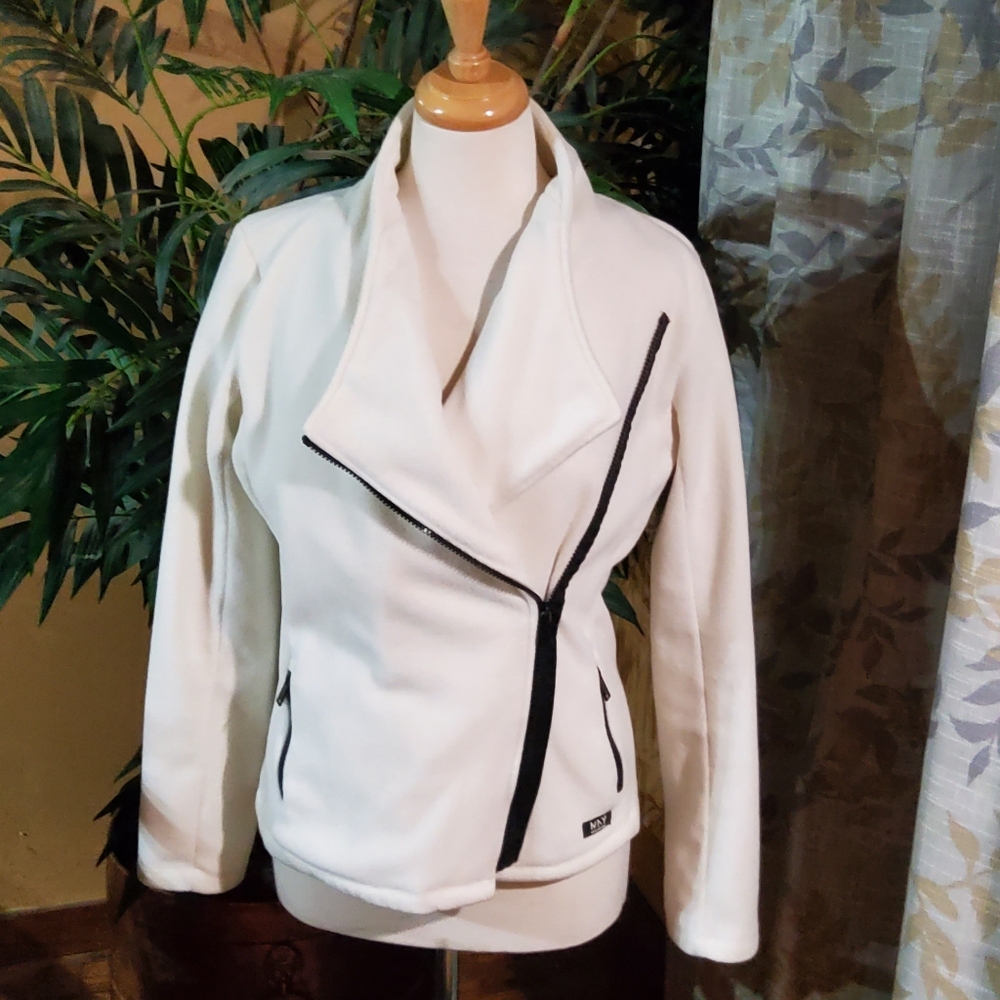 Marc New York Winter White Fleece Moto Jacket